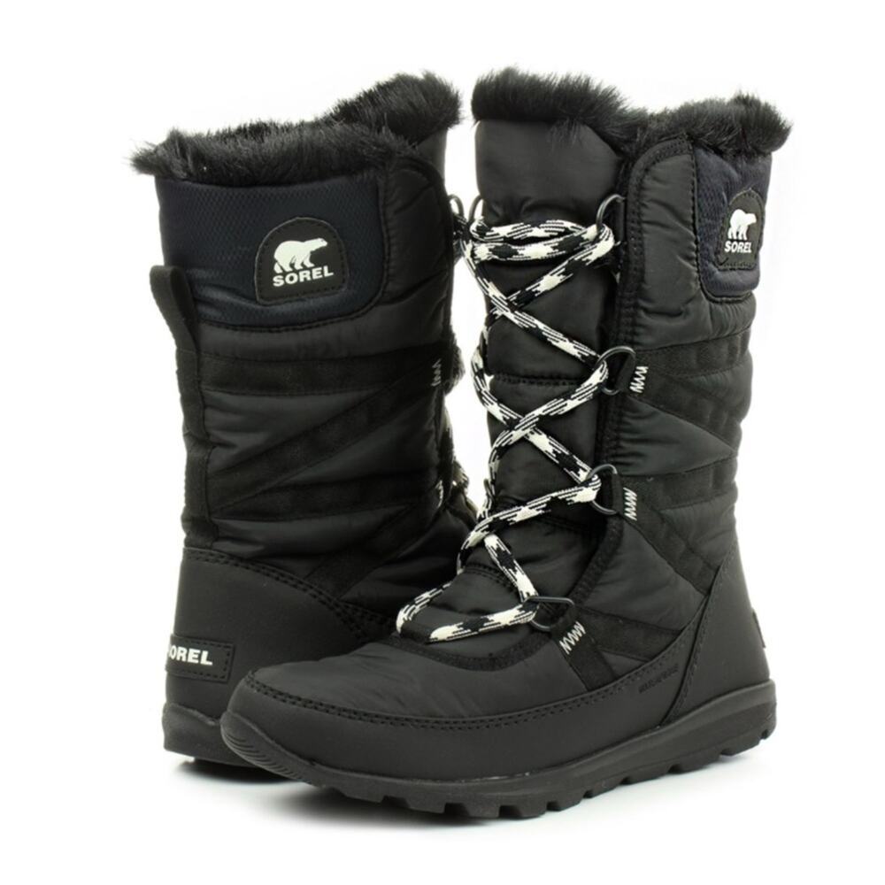 Sorel Whitney Mid Lace fur lined winter boots black 6